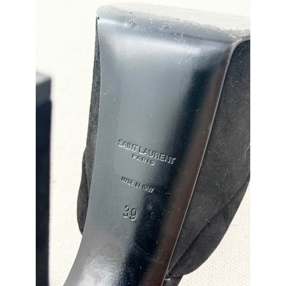 Saint Laurent Suede Ankle Strap Block Heel Platform Sandals Black Women's EU 39 - Picture 5 of 6